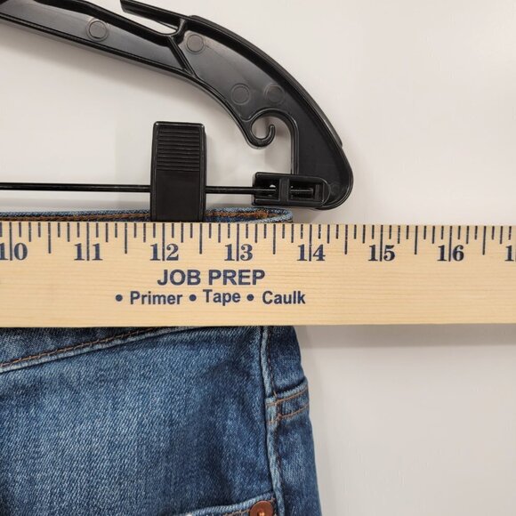 Madewell Womens Blue High Rise Denim Mid Length Shorts Raw Hem Size 26 - Picture 9 of 14